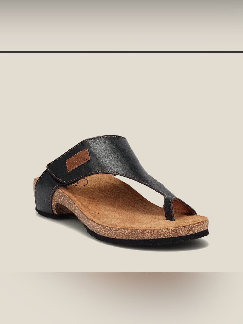 Taos black leather Loop Thong Slide Sandals sz 37/6-6.5